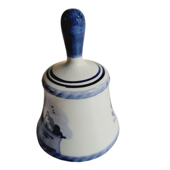 Signed Delft Blue Dutch Bell Holland Porcelain Hand Painted Blue and White - Picture 2 of 8